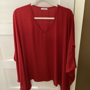 JODIFL Women's Red V-Neck Blouse